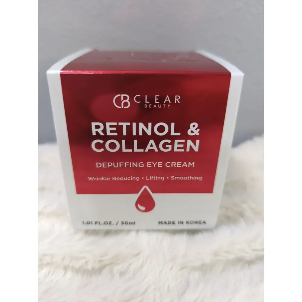 CLEAR BEAUTY Retinol & Collagen Depuffing Eye Cream‎ 1.01 fl oz New